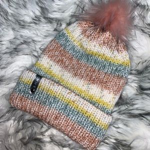 Karah Jean Creations Knit Beanie with a Fluffy Faux Fur Pom Pom